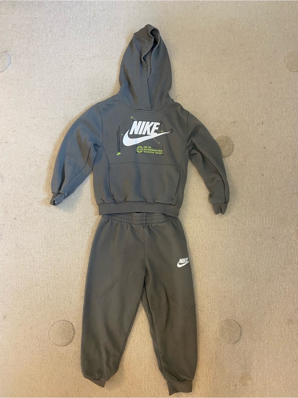Nike Kids Olive Hoodie & Jogger Set with White Logo